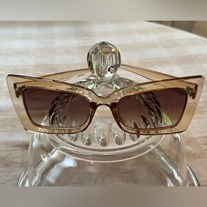 Free People Brown Clear Cat-Eye Sunglasses